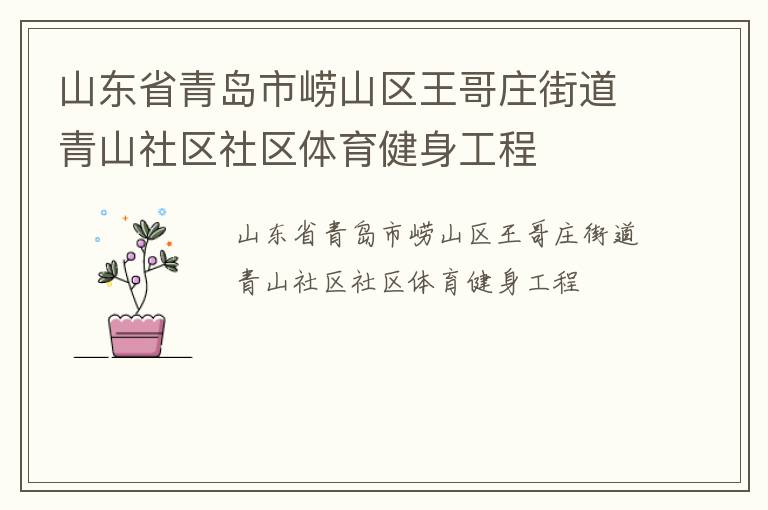 山東省青島市嶗山區王哥莊街道青山社區社區體育健身工程