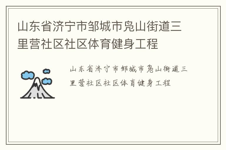 山東省濟(jì)寧市鄒城市鳧山街道三里營社區(qū)社區(qū)體育健身工程
