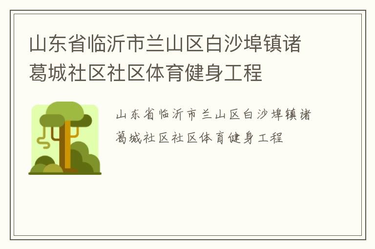 山東省臨沂市蘭山區白沙埠鎮諸葛城社區社區體育健身工程