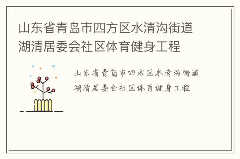 山東省青島市四方區(qū)水清溝街道湖清居委會社區(qū)體育健身工程