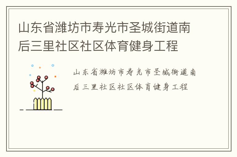 山東省濰坊市壽光市圣城街道南后三里社區社區體育健身工程