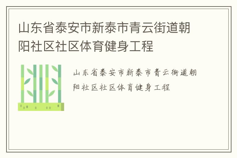 山東省泰安市新泰市青云街道朝陽社區社區體育健身工程