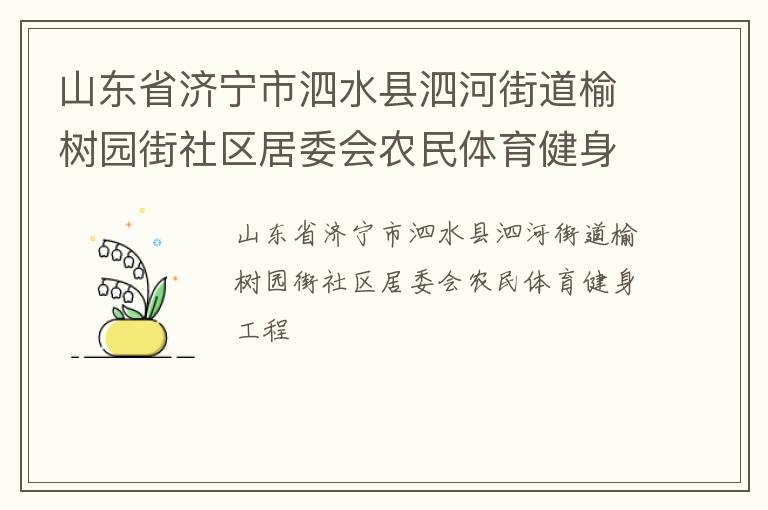 山東省濟寧市泗水縣泗河街道榆樹園街社區居委會農民體育健身工程