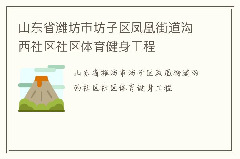 山東省濰坊市坊子區鳳凰街道溝西社區社區體育健身工程
