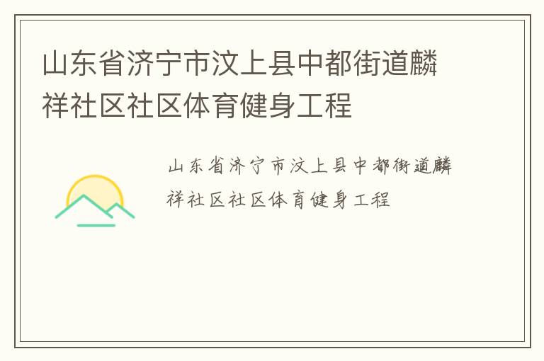 山東省濟寧市汶上縣中都街道麟祥社區社區體育健身工程