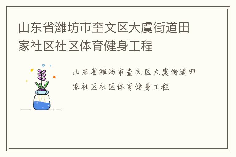 山東省濰坊市奎文區大虞街道田家社區社區體育健身工程