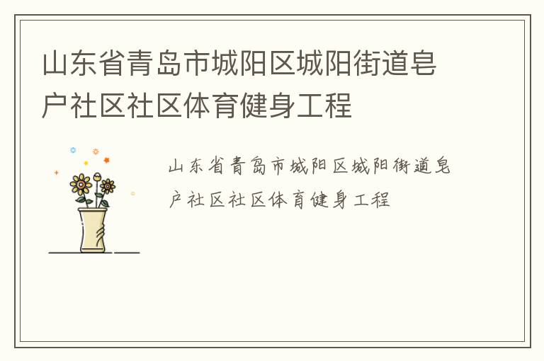 山東省青島市城陽區城陽街道皂戶社區社區體育健身工程