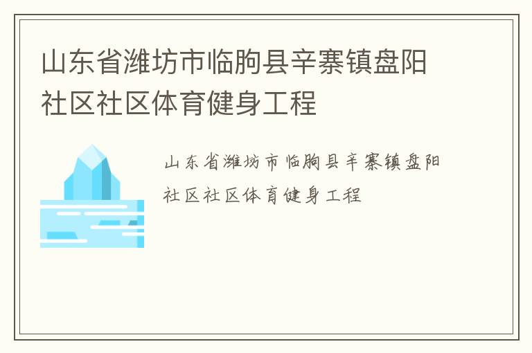 山東省濰坊市臨朐縣辛寨鎮盤陽社區社區體育健身工程