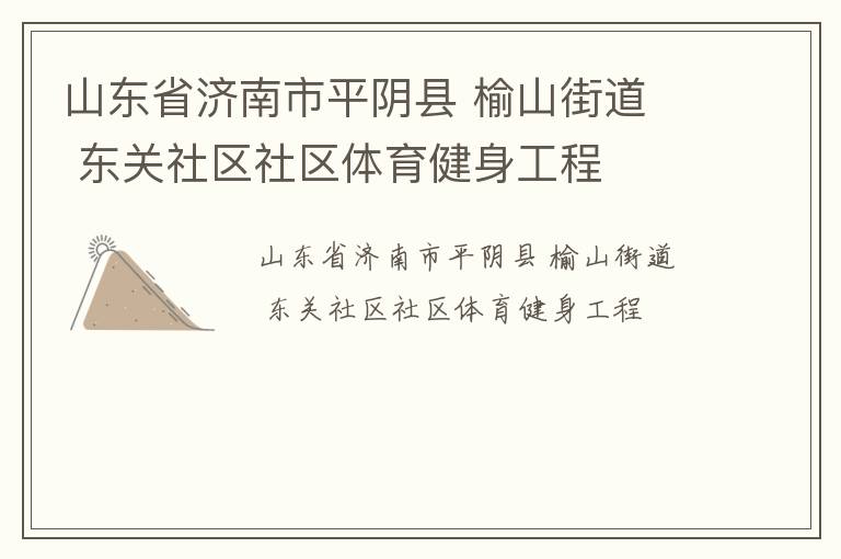 山東省濟南市平陰縣 榆山街道  東關社區社區體育健身工程