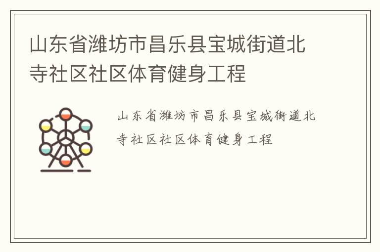山東省濰坊市昌樂縣寶城街道北寺社區社區體育健身工程