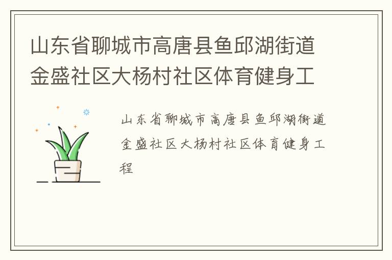 山東省聊城市高唐縣魚邱湖街道金盛社區大楊村社區體育健身工程