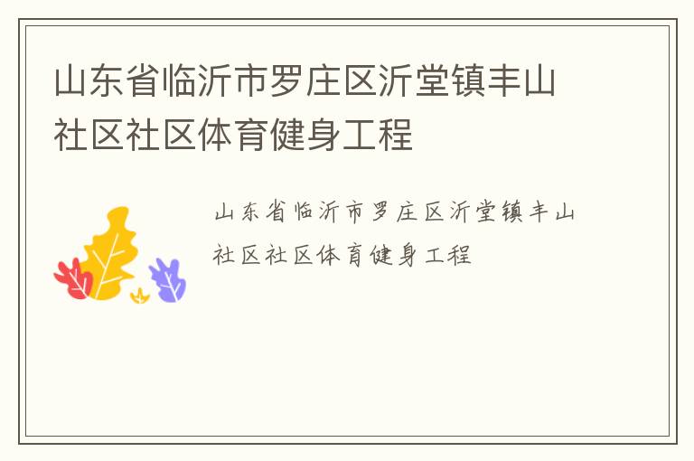 山東省臨沂市羅莊區沂堂鎮豐山社區社區體育健身工程