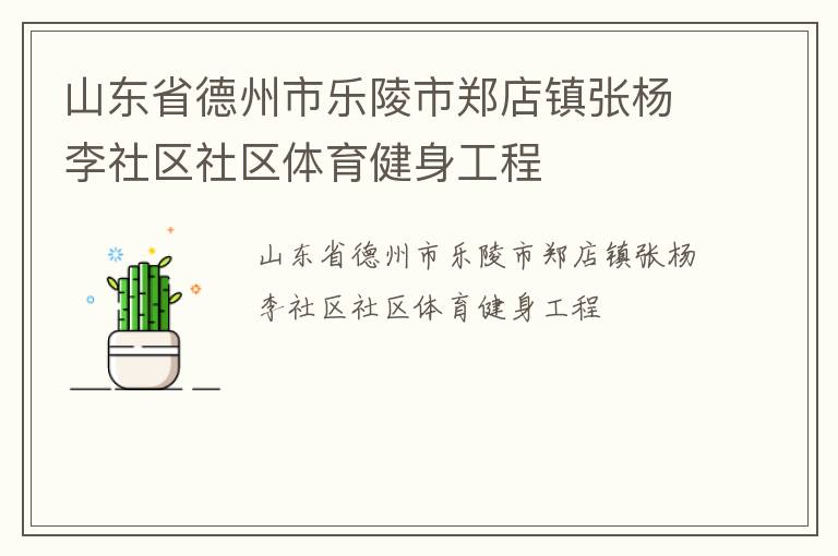 山東省德州市樂陵市鄭店鎮張楊李社區社區體育健身工程