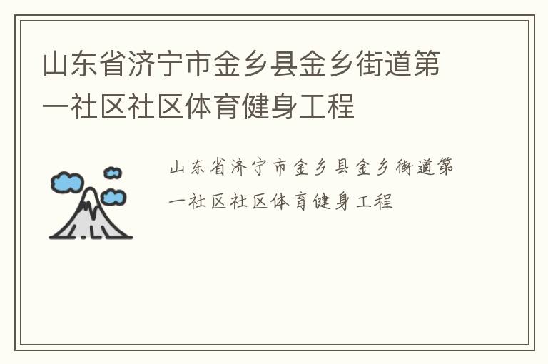 山東省濟寧市金鄉縣金鄉街道第一社區社區體育健身工程