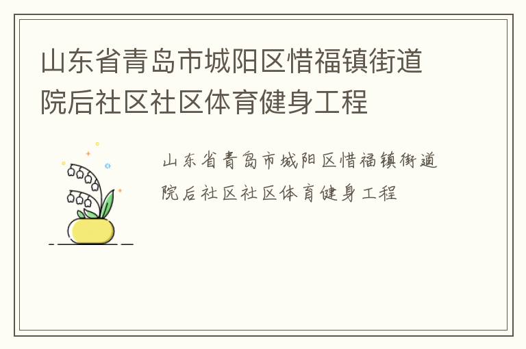 山東省青島市城陽區惜福鎮街道院后社區社區體育健身工程