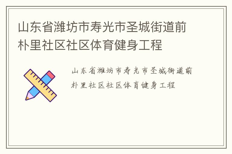 山東省濰坊市壽光市圣城街道前樸里社區社區體育健身工程
