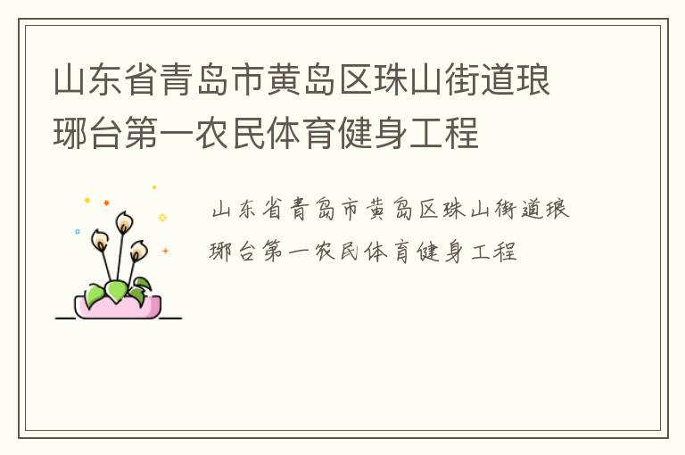 山東省青島市黃島區珠山街道瑯琊臺第一農民體育健身工程