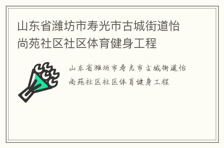 山東省濰坊市壽光市古城街道怡尚苑社區社區體育健身工程