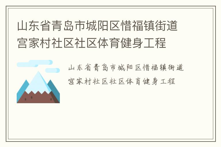 山東省青島市城陽區惜福鎮街道宮家村社區社區體育健身工程
