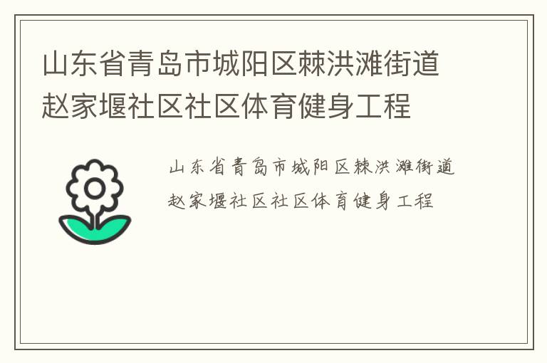 山東省青島市城陽區棘洪灘街道趙家堰社區社區體育健身工程