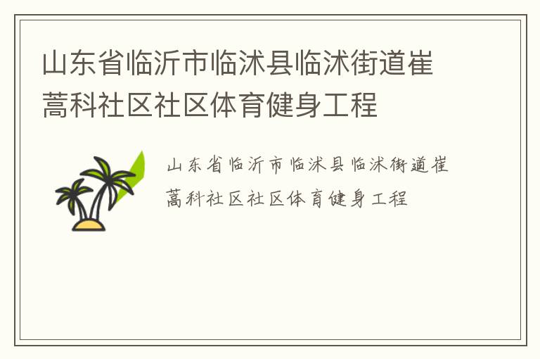 山東省臨沂市臨沭縣臨沭街道崔蒿科社區社區體育健身工程