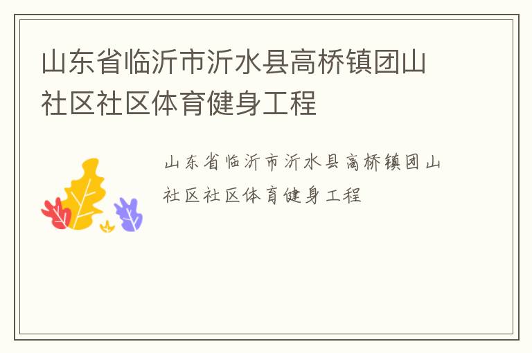 山東省臨沂市沂水縣高橋鎮團山社區社區體育健身工程