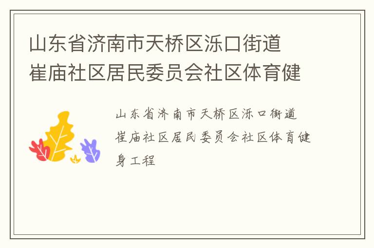 山東省濟南市天橋區濼口街道  崔廟社區居民委員會社區體育健身工程
