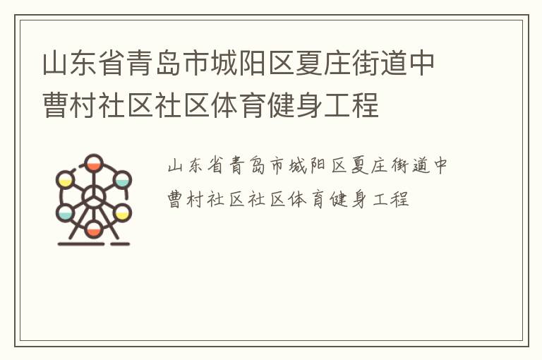 山東省青島市城陽區夏莊街道中曹村社區社區體育健身工程