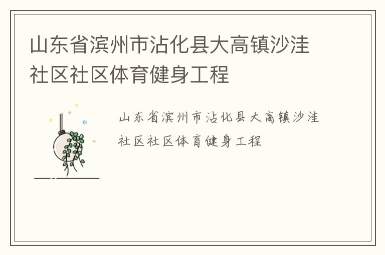 山東省濱州市沾化縣大高鎮沙洼社區社區體育健身工程