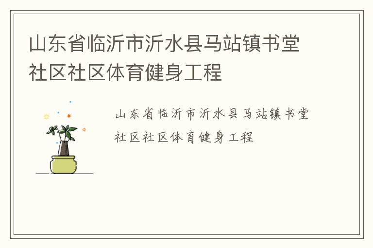 山東省臨沂市沂水縣馬站鎮書堂社區社區體育健身工程