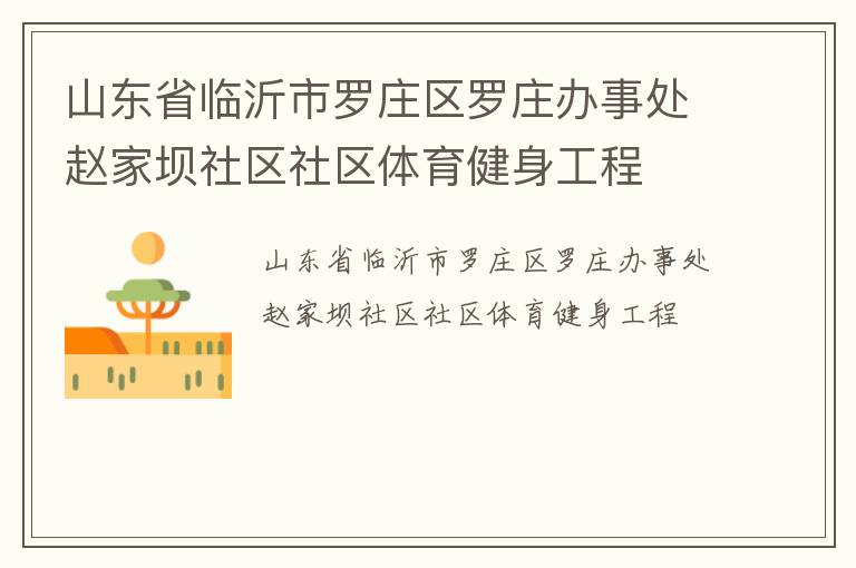 山東省臨沂市羅莊區羅莊辦事處趙家壩社區社區體育健身工程