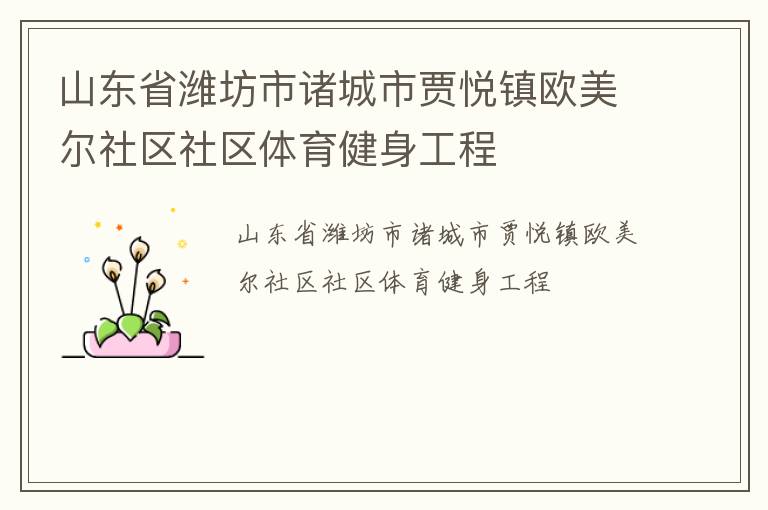 山東省濰坊市諸城市賈悅鎮歐美爾社區社區體育健身工程