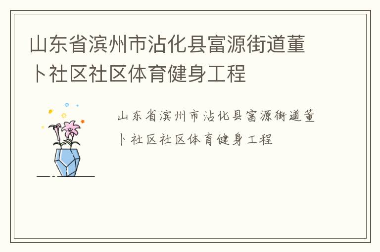 山東省濱州市沾化縣富源街道董卜社區社區體育健身工程