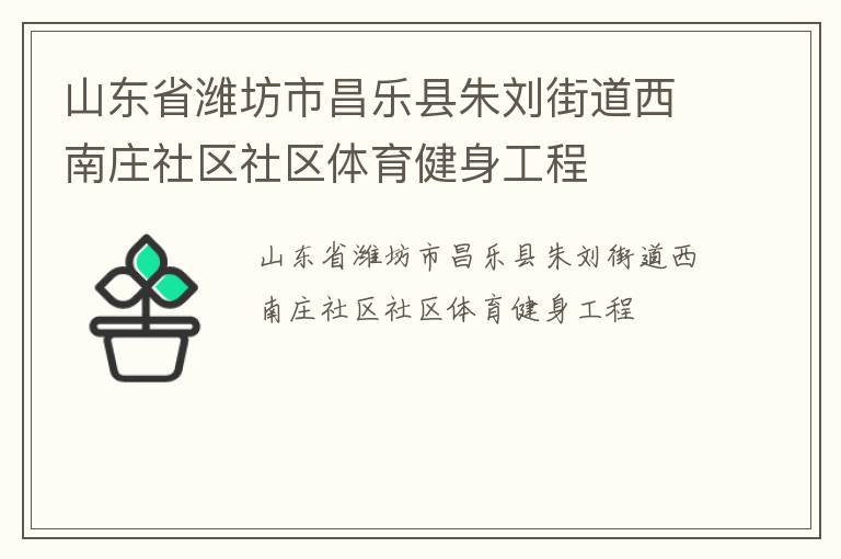 山東省濰坊市昌樂縣朱劉街道西南莊社區社區體育健身工程