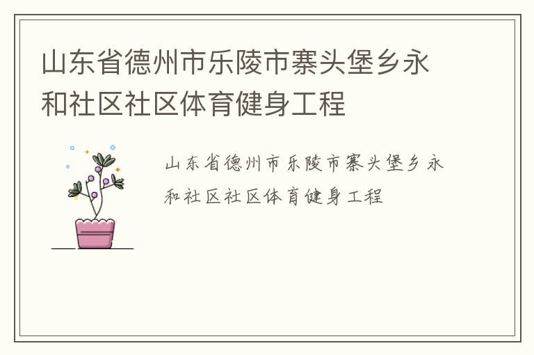 山東省德州市樂陵市寨頭堡鄉永和社區社區體育健身工程