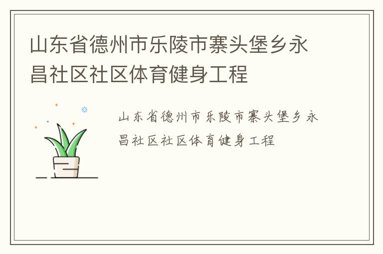 山東省德州市樂陵市寨頭堡鄉永昌社區社區體育健身工程