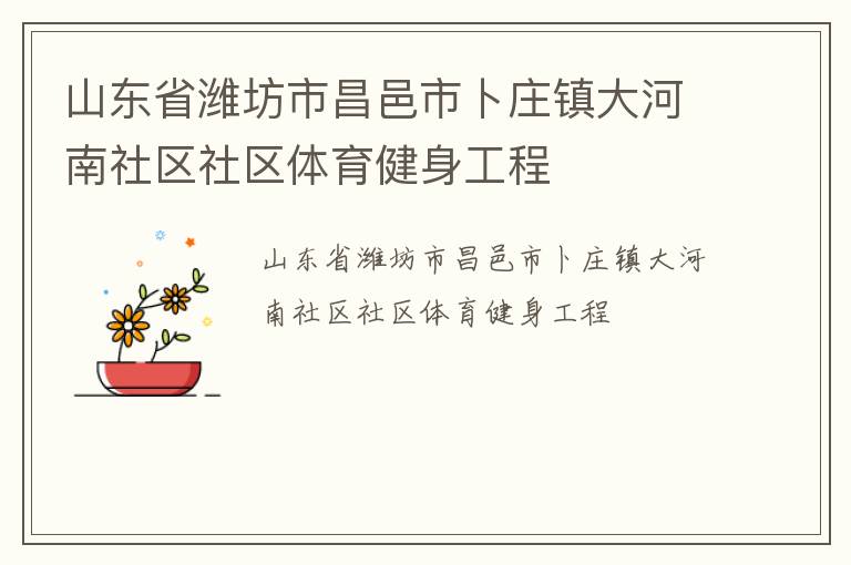 山東省濰坊市昌邑市卜莊鎮大河南社區社區體育健身工程