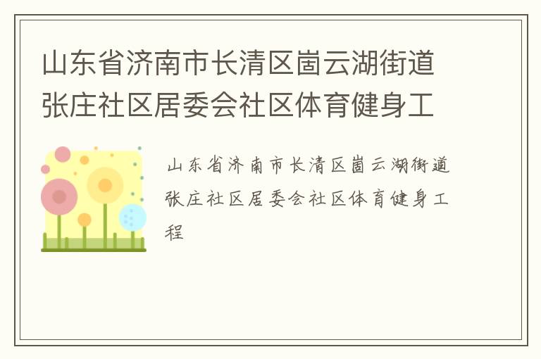 山東省濟南市長清區崮云湖街道張莊社區居委會社區體育健身工程