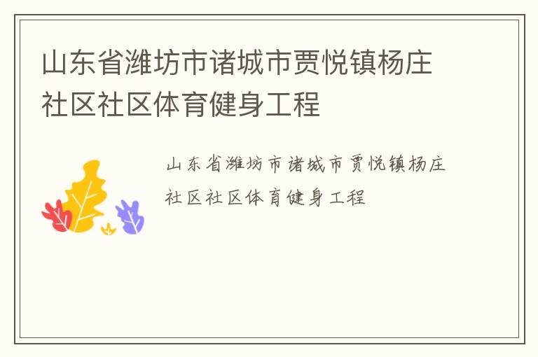 山東省濰坊市諸城市賈悅鎮楊莊社區社區體育健身工程