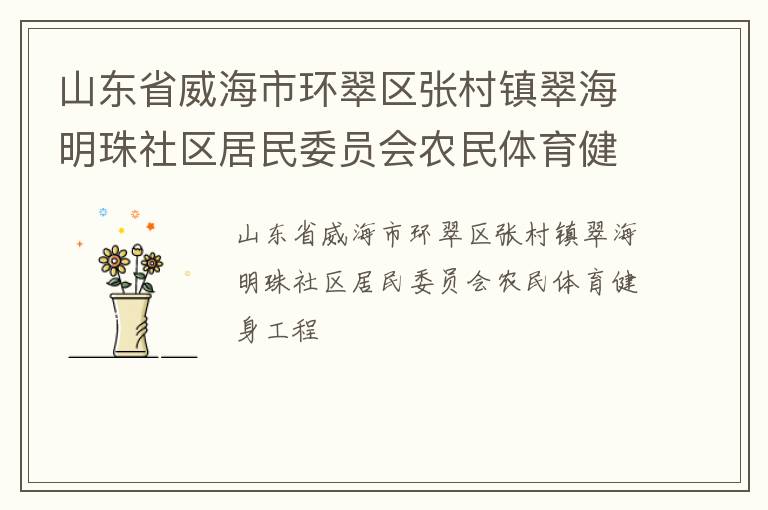山東省威海市環翠區張村鎮翠海明珠社區居民委員會農民體育健身工程