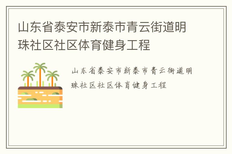 山東省泰安市新泰市青云街道明珠社區(qū)社區(qū)體育健身工程