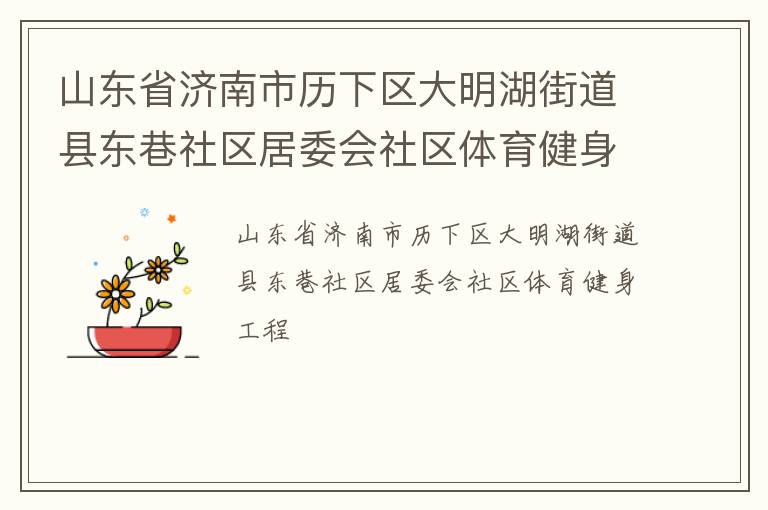 山東省濟南市歷下區大明湖街道縣東巷社區居委會社區體育健身工程
