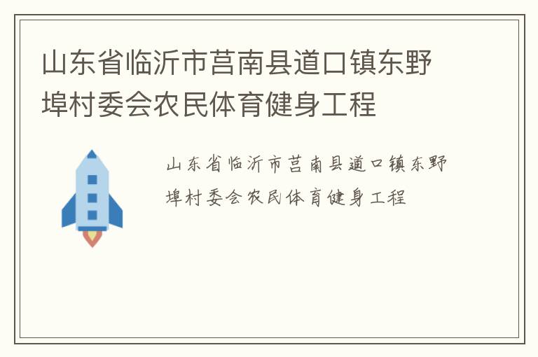 山東省臨沂市莒南縣道口鎮東野埠村委會農民體育健身工程