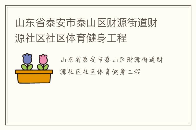 山東省泰安市泰山區財源街道財源社區社區體育健身工程