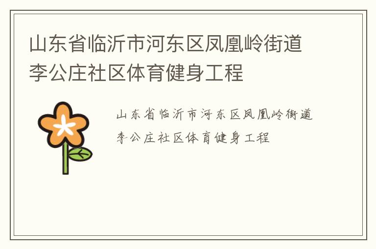山東省臨沂市河東區鳳凰嶺街道李公莊社區體育健身工程