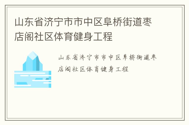 山東省濟寧市市中區阜橋街道棗店閣社區體育健身工程