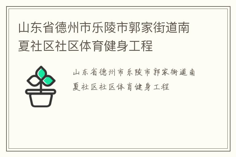 山東省德州市樂陵市郭家街道南夏社區社區體育健身工程