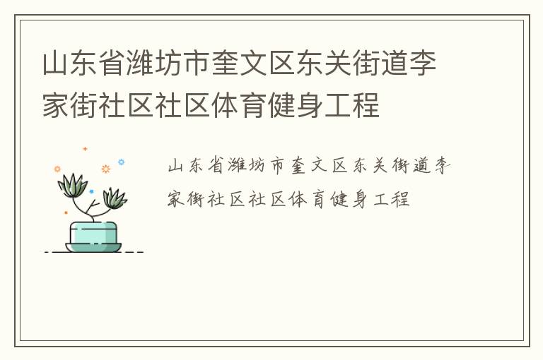 山東省濰坊市奎文區東關街道李家街社區社區體育健身工程