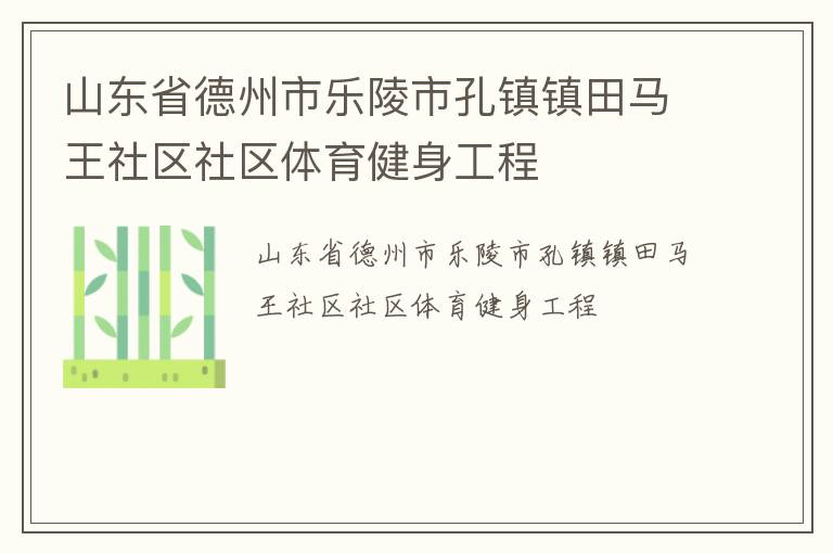 山東省德州市樂陵市孔鎮鎮田馬王社區社區體育健身工程