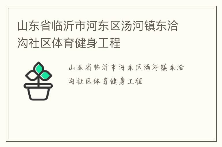 山東省臨沂市河?xùn)|區(qū)湯河鎮(zhèn)東洽溝社區(qū)體育健身工程